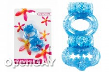 Double Vibrating Twin Ring - Blue 