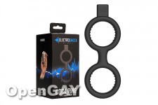 E-Stimulation Cock Ring with Ballstrap - Black 